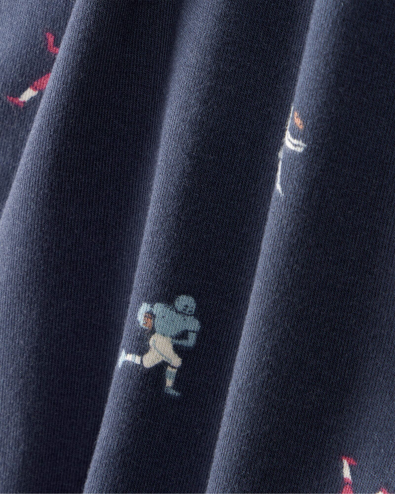 Baby Boy 2-Piece Football Print PurelySoft Long-Sleeve Tee & Pant Set - Blue, image 3 of 6 slides