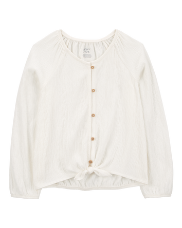 Kid Gauze Long-Sleeve Button-Up Top - Cream, 
