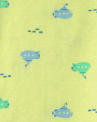 B&eacute;b&eacute; gar&ccedil;on - Pyjama 4 pi&egrave;ces en 100&nbsp;% coton &agrave; motif poisson-globe - Bleu/Vert, image 3 sur 3 diapositives