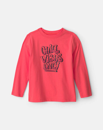 Gar&ccedil;ons - T-shirt manches longues &agrave; imprim&eacute; &laquo;Chill Vibes Only&raquo; - Orange, 