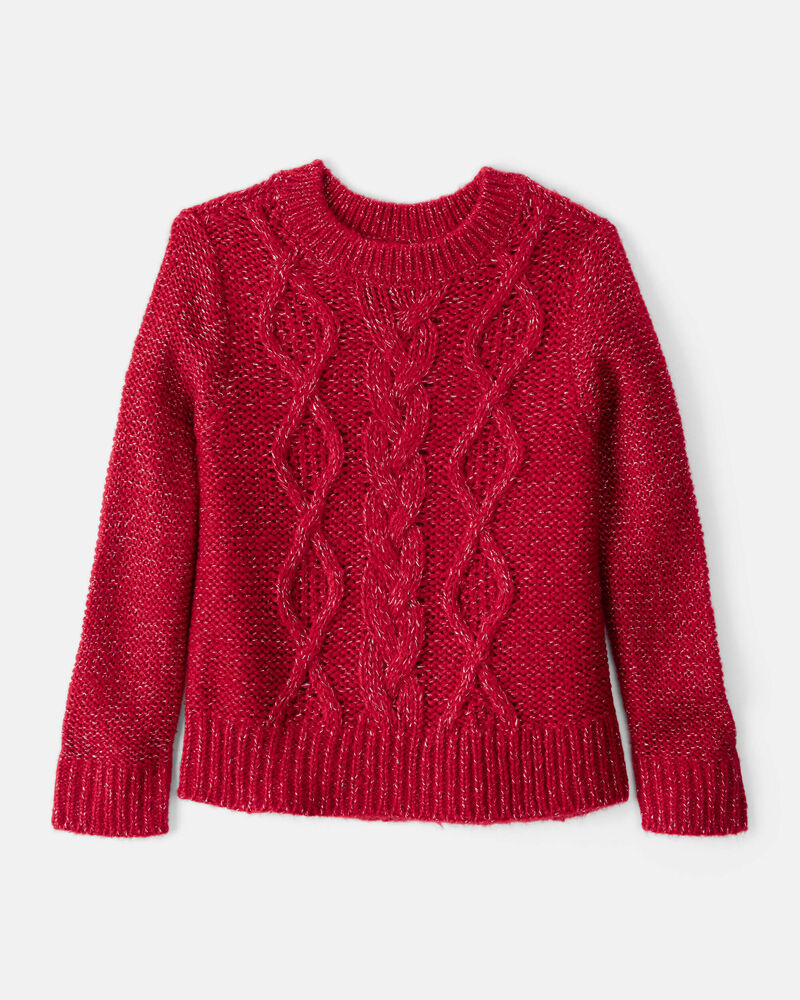 Toddler Girl Red Knit Sweater, image 1 of 3 slides