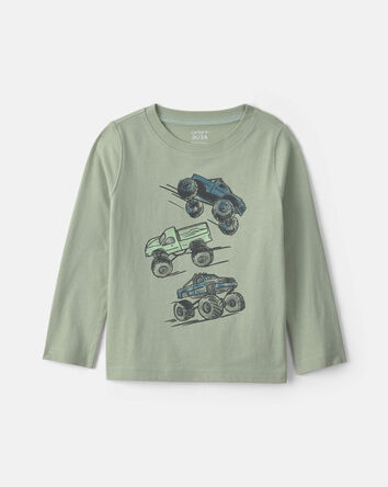 Tout-petit gar&ccedil;on - T-shirt manches longues &agrave; imprim&eacute; camions monstres - Vert, 