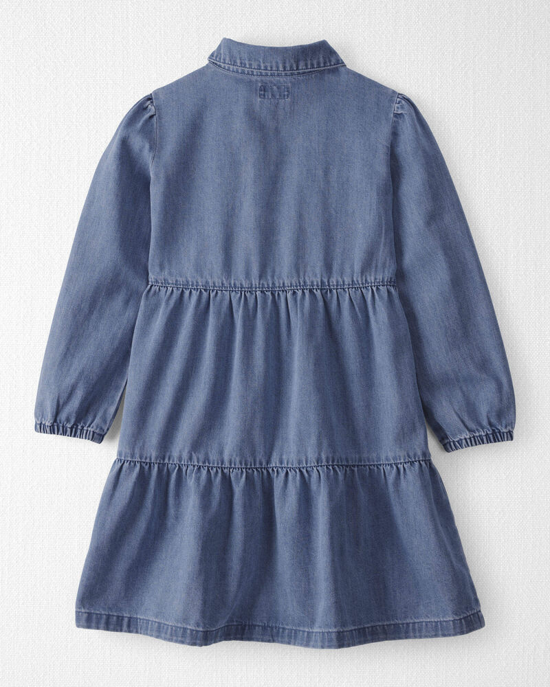 Girls Organic Cotton Denim Dress, image 2 of 5 slides