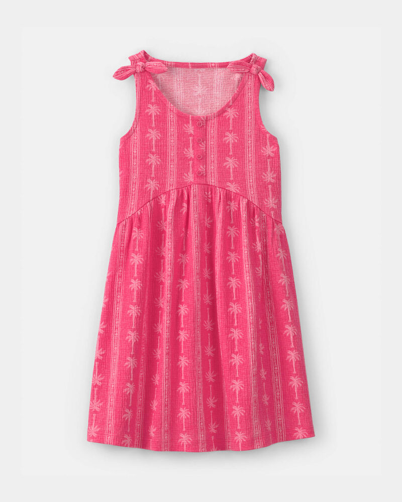 Filles - Robe d&eacute;bardeur &agrave; motifs de palmiers - Rose, image 1 sur 4 diapositives