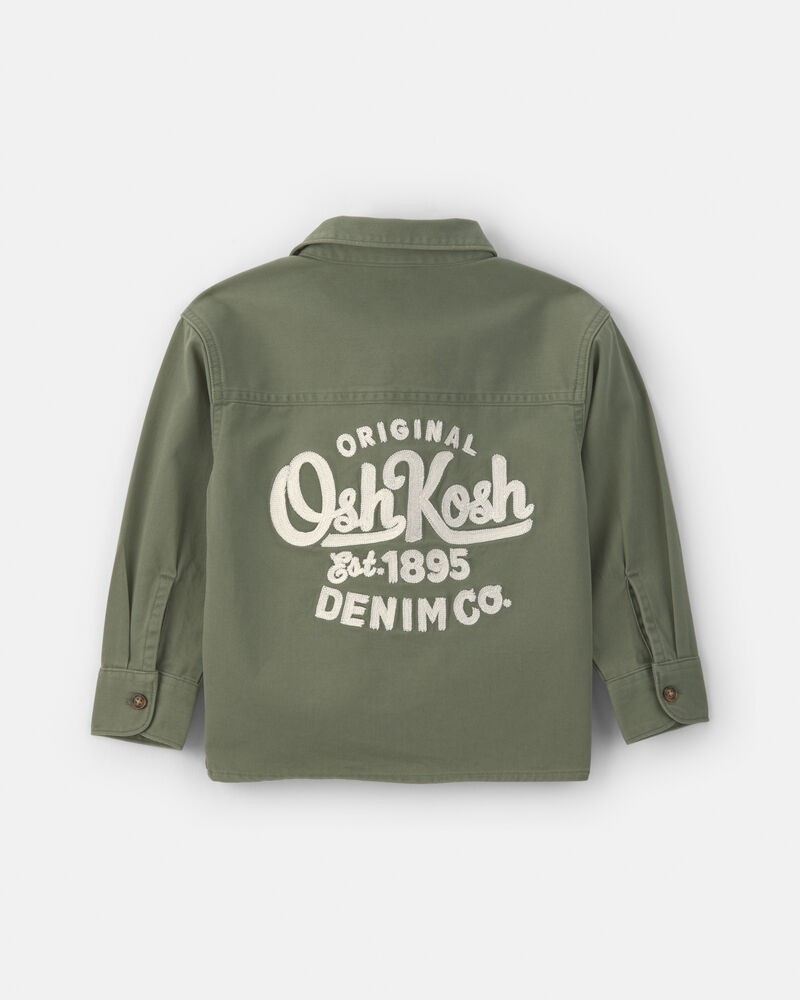 Toddler Boy OshKosh Logo Twill Button-Down Shirt - Green, image 2 of 5 slides