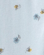 B&eacute;b&eacute; fille - Ensemble 2 pi&egrave;ces haut en jersey bouclette et pantalon &agrave; motif abeille - Bleu, image 3 sur 3 diapositives