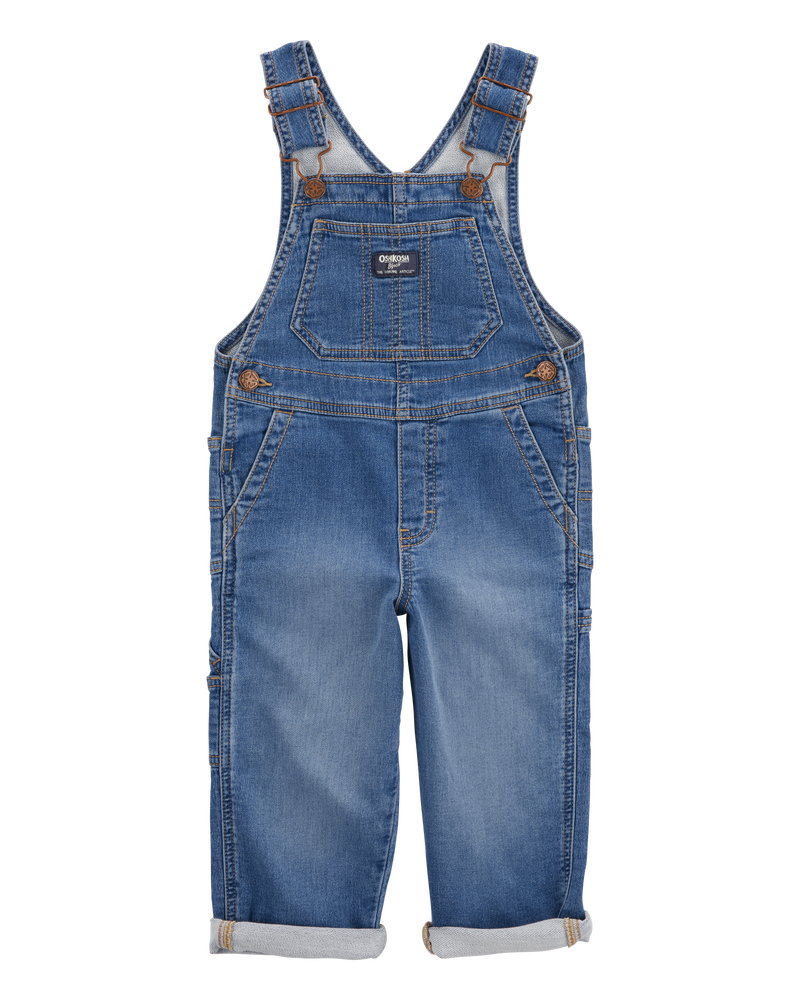 Enfant en bas âge Salopette en denim extensible - Délavage moyen, image 1 sur 5 diapositives