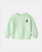 Toddler Girl Strawberry French Terry Pullover Sweatshirt - Green, image 1 of 8 slides