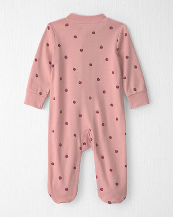 B&eacute;b&eacute; fille - Grenouill&egrave;re en coton biologique &agrave; motif Pommes roses, 