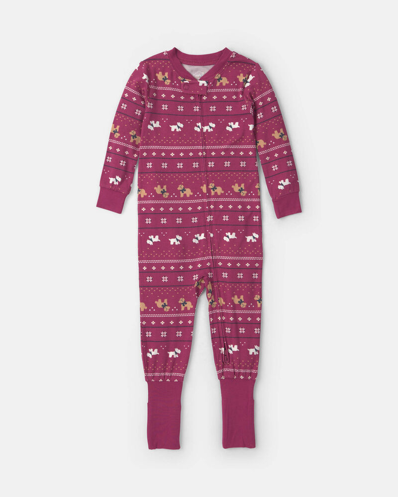 Baby 1-Piece Fair Isle PurelySoft&trade; Snug Fit Pyjama - Burgundy, image 2 of 9 slides
