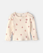 Toddler Girl Floral Long-Sleeve Top - Ivory, image 1 of 3 slides