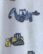 Tout-petit gar&ccedil;on - Pyjama ajust&eacute; 1 pi&egrave;ce en DreamPlush &agrave; motif construction - Bleu, image 3 sur 3 diapositives