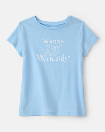 Girls Mermaid Graphic Tee - Blue, 