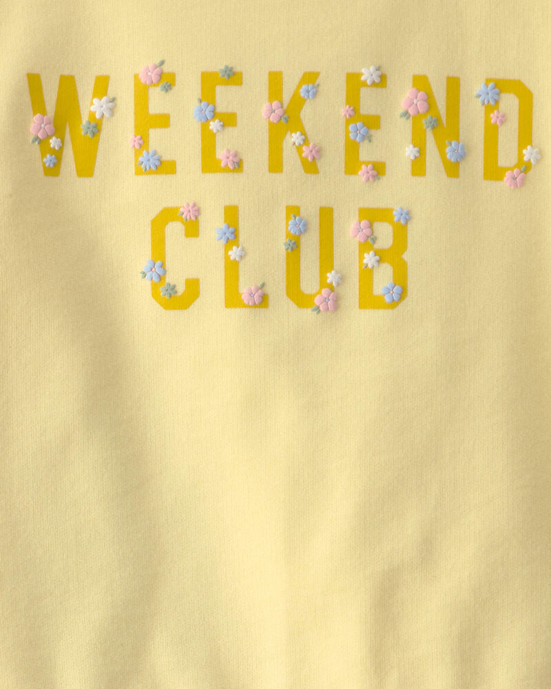 Girls 2-Piece Floral French Terry Top & Skirt Set - Yellow, image 5 of 6 slides