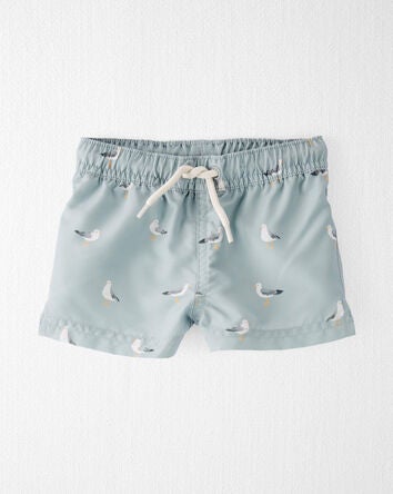 Baby Recycled Seagull-Print Swim Trunks, 