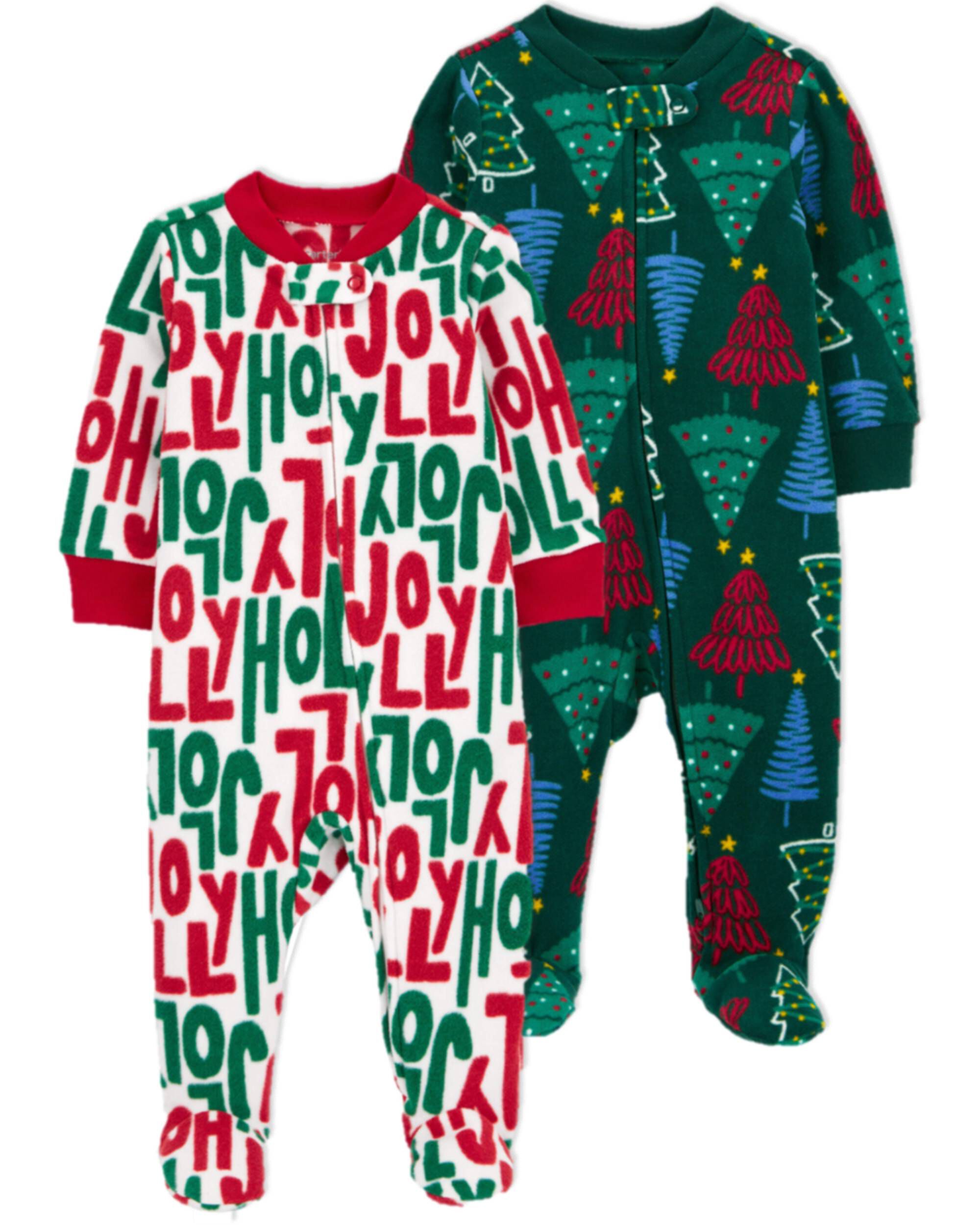 Red Green Baby 2 Pack Christmas Zip Up Fleece Sleep Play Pajamas Carter s Oshkosh Canada
