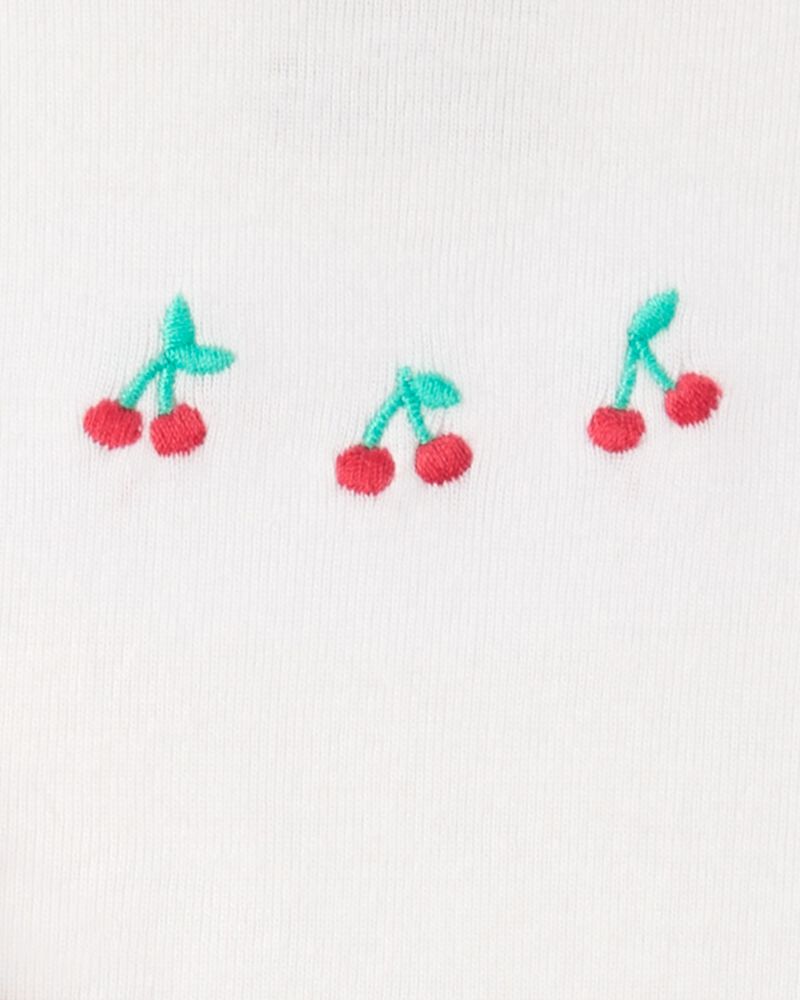 Baby Girl 3-Piece Cherry Quilted Cardigan Outfit Set - Pink, image 3 of 5 slides