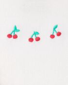 Baby Girl 3-Piece Cherry Quilted Cardigan Outfit Set - Pink, image 3 of 5 slides