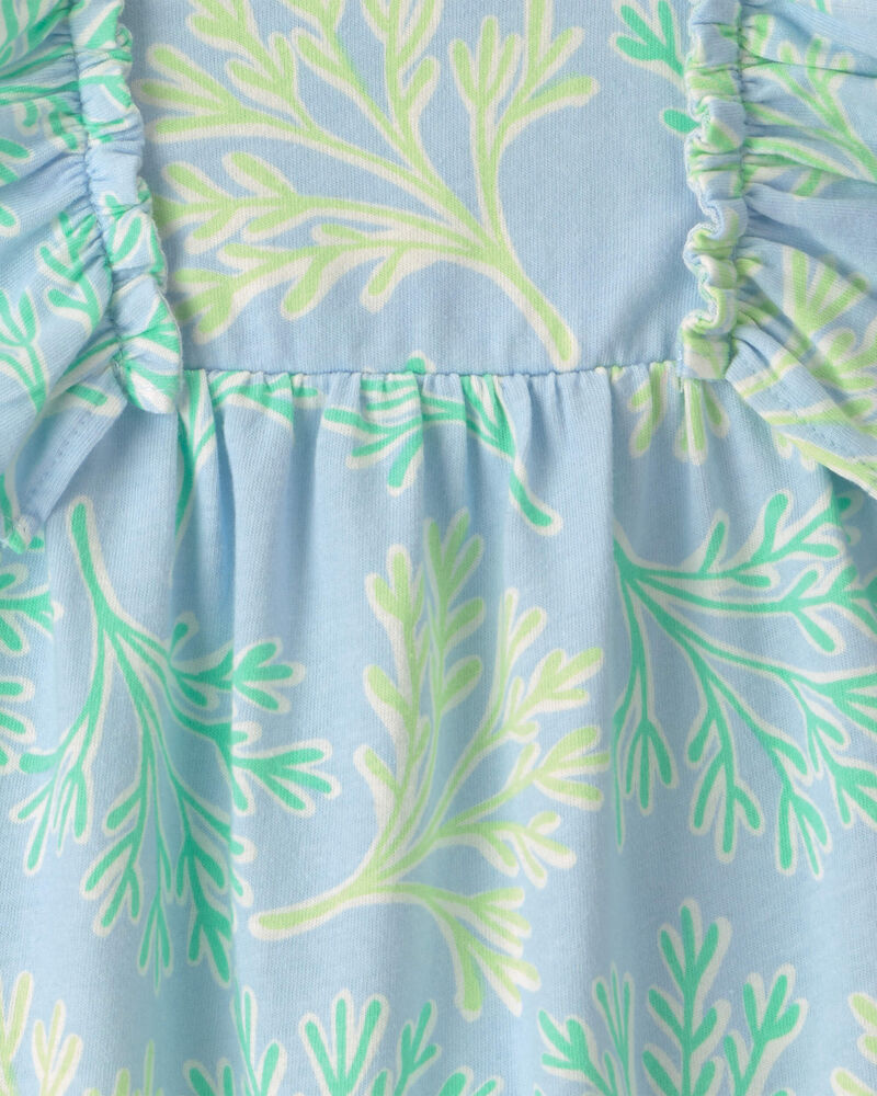 Baby Girl Tropical Sleeveless Romper - Turquoise
, image 2 of 3 slides