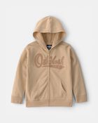 Kid OshKosh Logo Zip-Up Hoodie - Beige, image 1 of 4 slides
