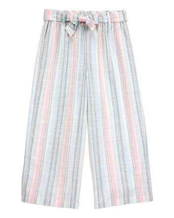 Kid Striped Tie-Waist Wide Leg Pants, 