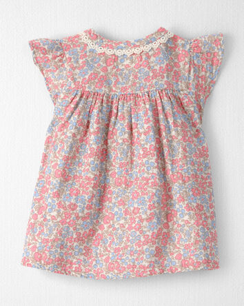 B&eacute;b&eacute; fille - Robe en gaze de coton biologique &agrave; motif fleuri printanier, 