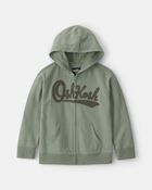 Kid OshKosh Logo Zip-Up Hoodie - Green, image 1 of 4 slides