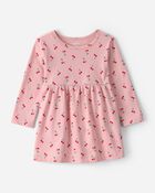 Baby Girl Cherry Long-Sleeve Knit Dress - Pink, image 1 of 4 slides