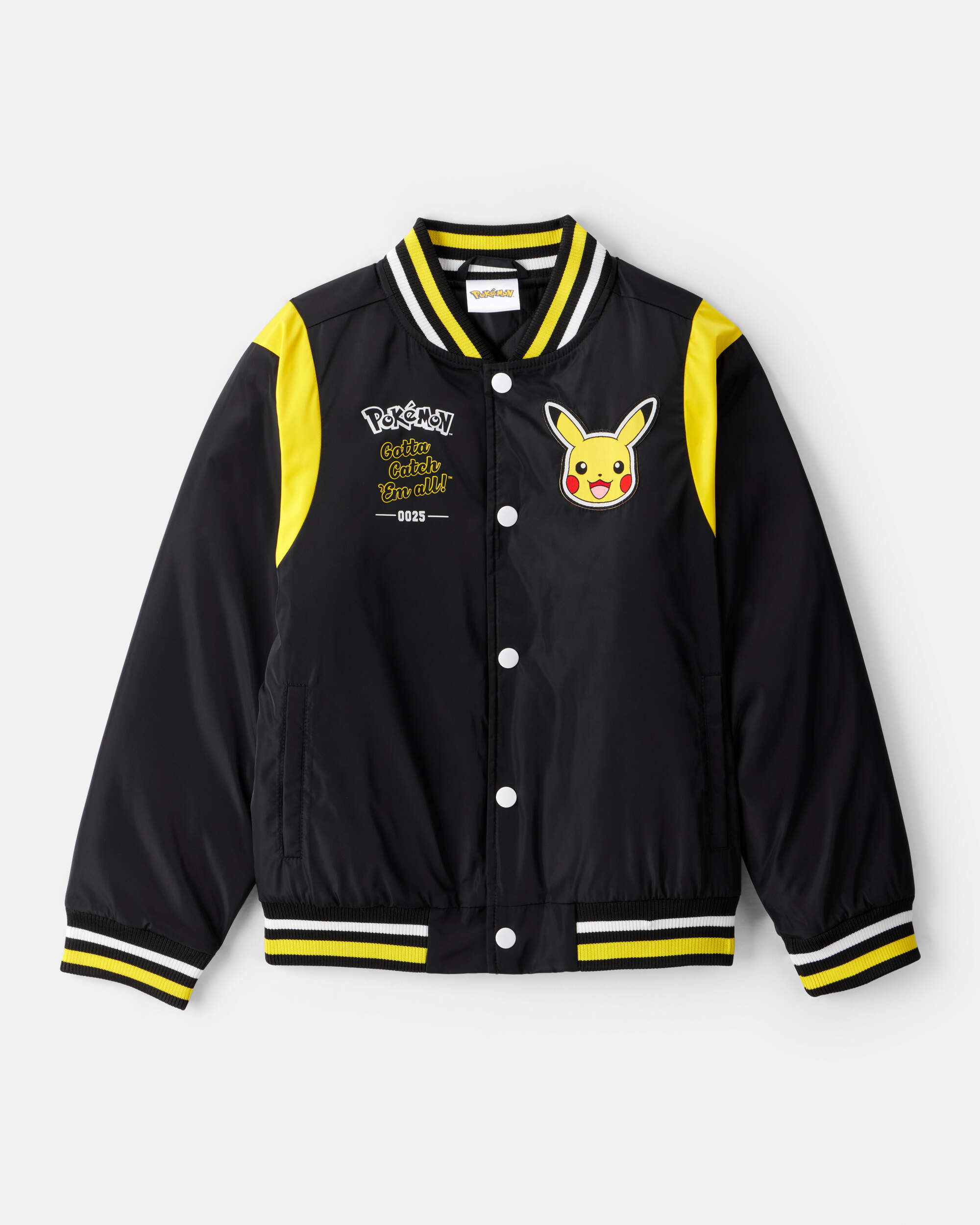 Boys Pokémon Pikachu Long-Sleeve Bomber Fashion Jacket - Black