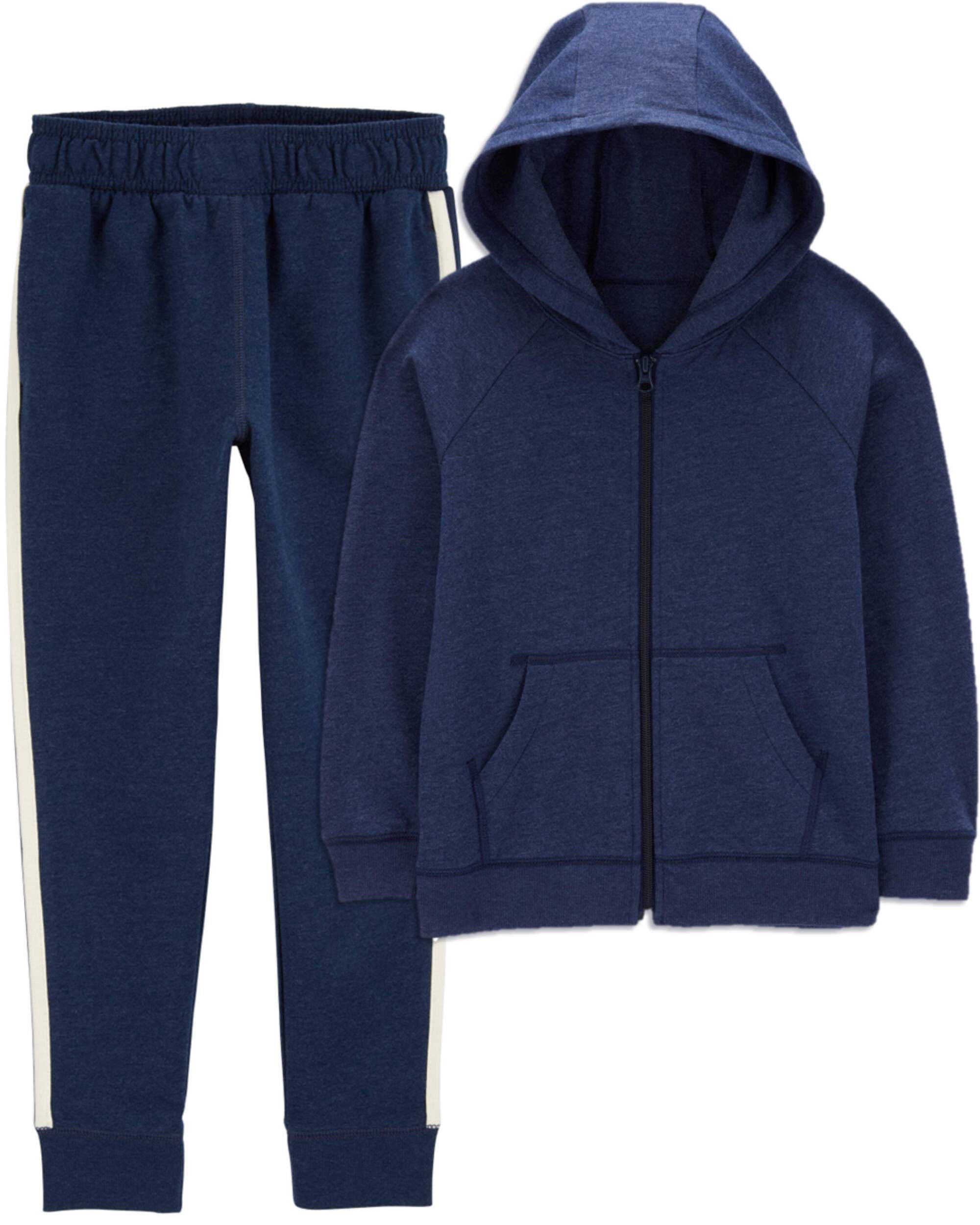 Navy Kid 2 Piece Zip Up Fleece Hoodie Pants Set Carter s Oshkosh Canada