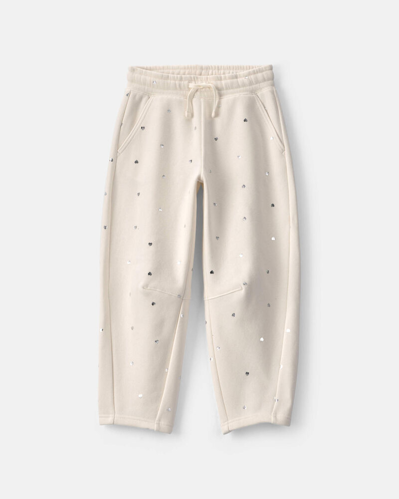 Filles - Pantalon &agrave; coupe ballon en molleton &agrave; motif c&oelig;ur &ndash; Cr&egrave;me, image 1 sur 3 diapositives