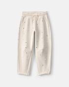 Filles - Pantalon &agrave; coupe ballon en molleton &agrave; motif c&oelig;ur &ndash; Cr&egrave;me, image 1 sur 3 diapositives