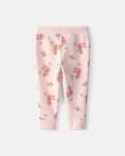 Baby Girl Floral Drawstring Knit Joggers - Pink, image 2 of 4 slides