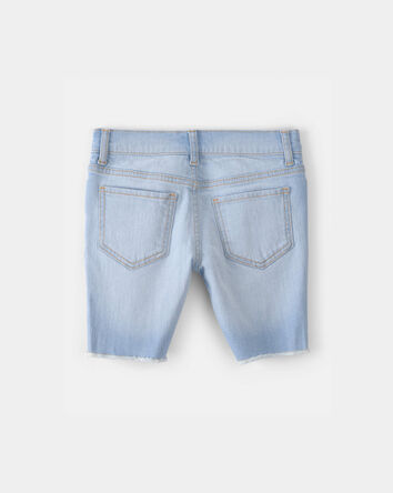 Girls Frayed Denim Skimmer Shorts - Light Wash, 