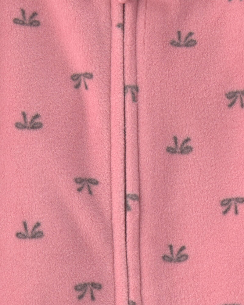 Baby Girl 2-Pack Leopard Fleece 2-Way Zip Sleep & Play Pyjamas - Pink/Brown, image 3 of 6 slides