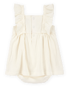 Baby Floral Flutter Bodysuit Dress - Ivory, image 2 of 4 slides