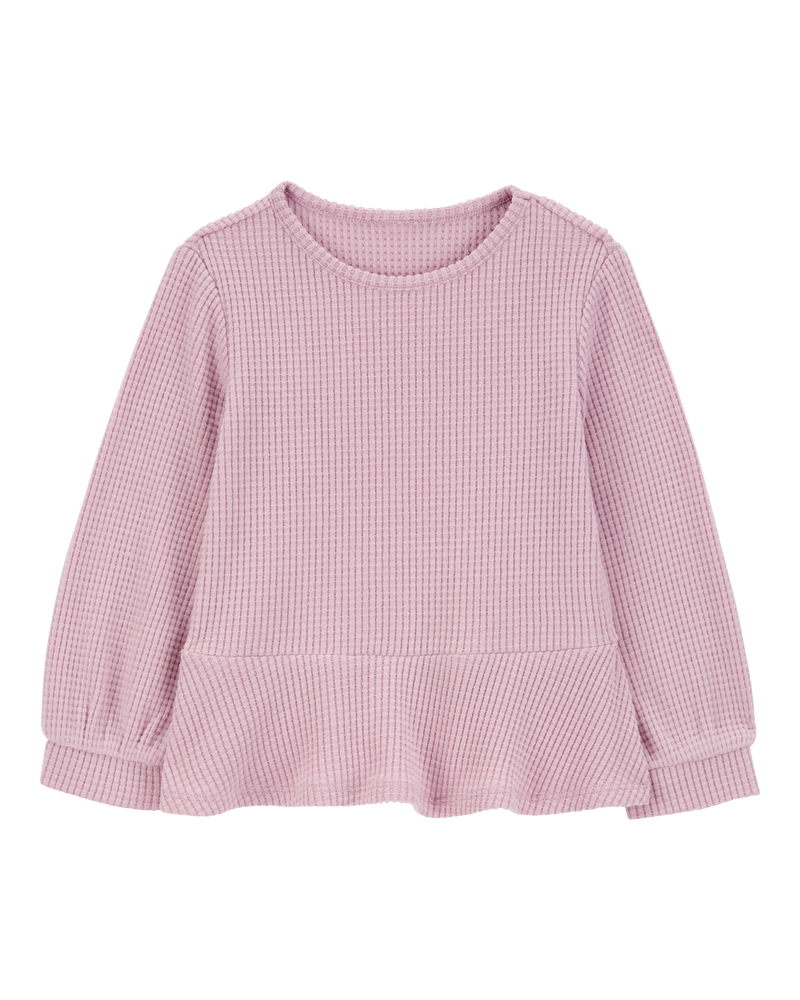 Toddler Waffle Knit Thermal Peplum Top, image 1 of 3 slides