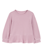 Toddler Waffle Knit Thermal Peplum Top, image 1 of 3 slides