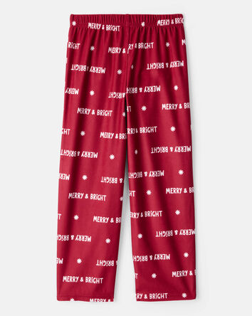 Jeune - Pantalon de pyjama à imprimé « Merry & Bright » de Noël de coupe ample – Rouge, 