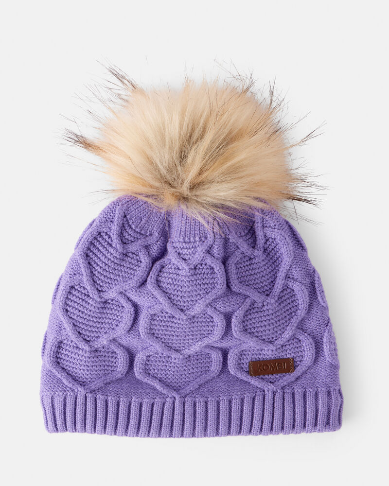 Tout-petit fille - Tuque torsadée à pompon et cœur KOMBI pour enfants, image 1 sur 2 diapositives