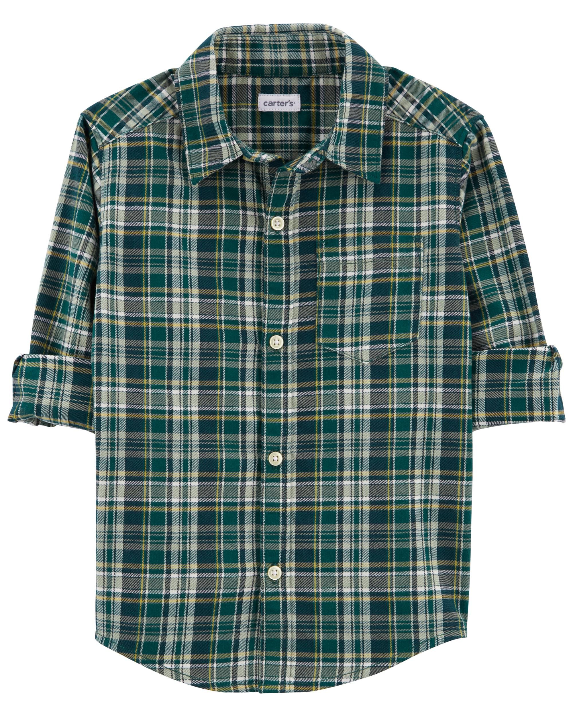 Green Plaid Button Front Shirt Carter s Oshkosh Canada