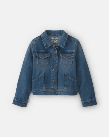 Girls Bear Long-Sleeve Denim Jacket - Medium Wash, 