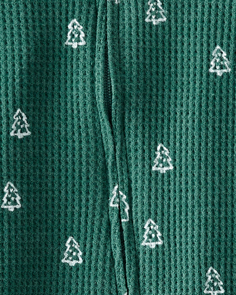 Baby Organic Cotton Waffle Knit Sleep & Play Pyjamas in Christmas Tree Print, image 3 of 4 slides