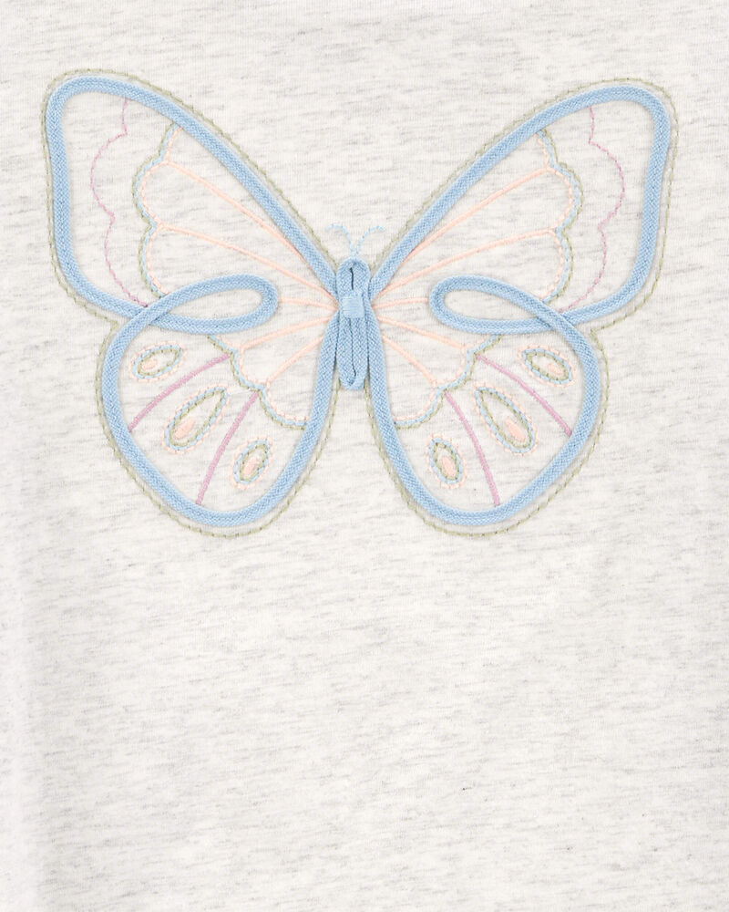 Kid Butterfly Jersey Long-Sleeve Boxy Fit Tee - Grey, image 2 of 3 slides