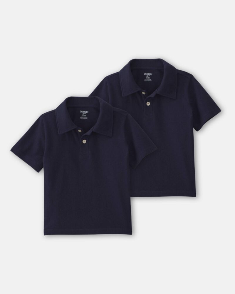 Tout-petit gar&ccedil;on &ndash; Emballage 2 polos d&rsquo;uniforme en piqu&eacute; &ndash; Bleu marine, image 1 sur 3 diapositives
