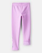 Girls Metallic Heart Pull-On Stretch Cozy Leggings - Purple, image 5 of 6 slides