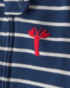 Baby Boy Lobster 2-Way Zip 100% Cotton Sleeper - Blue, image 2 of 6 slides