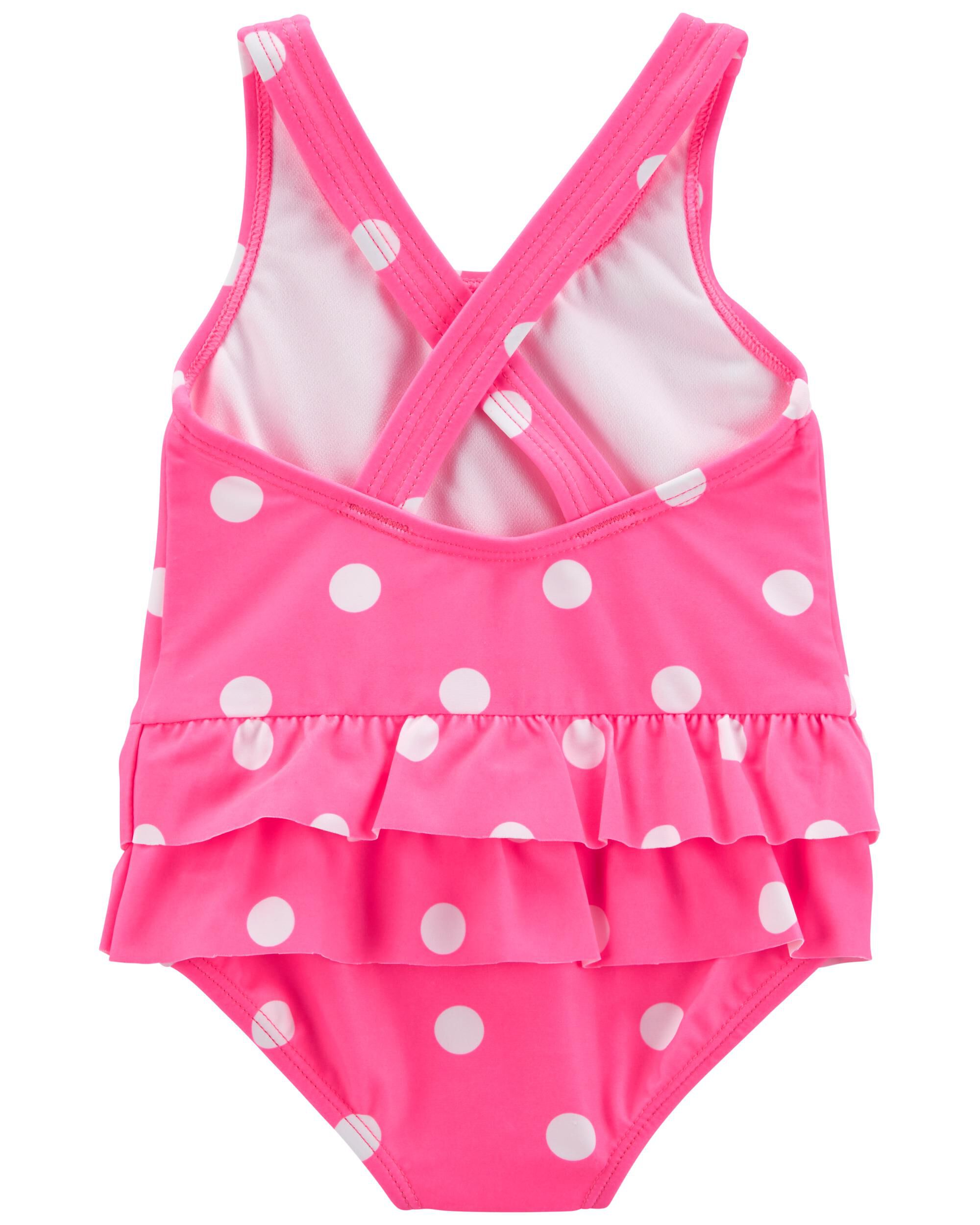 Polka dot ruffle swimsuit sale