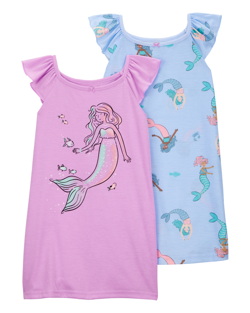 Kid 2-Pack Mermaid Nightgowns, image 1 of 4 slides