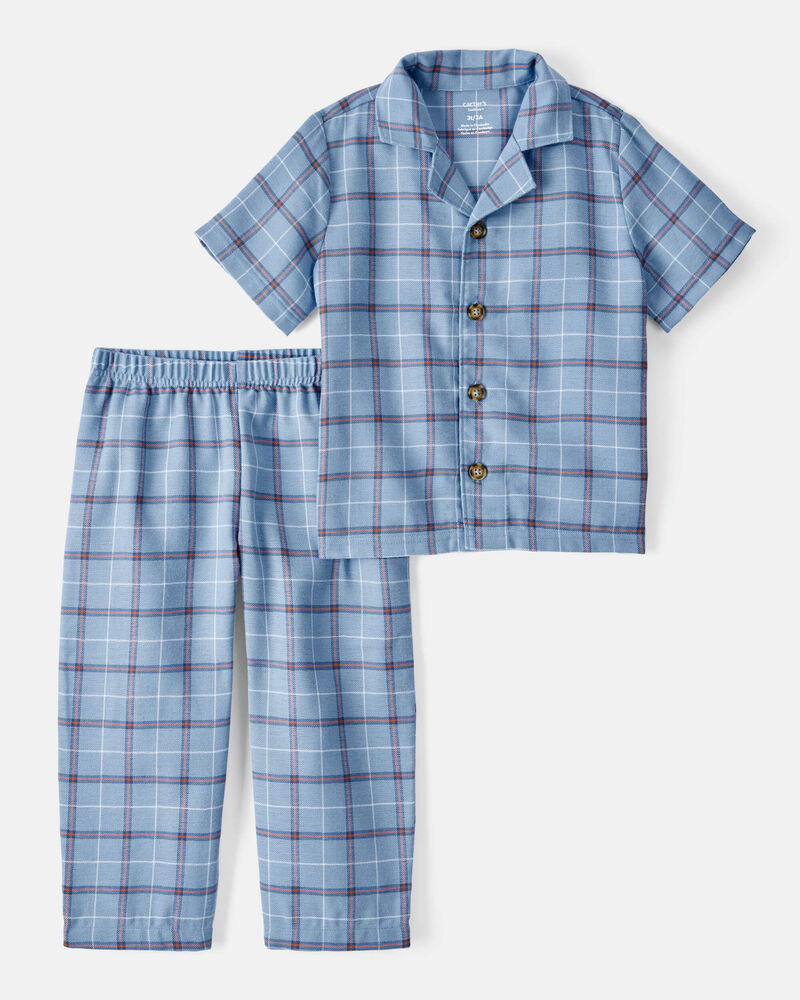 Toddler 2-Piece Plaid Coat Style Loose Fit Pyjamas, image 1 of 3 slides